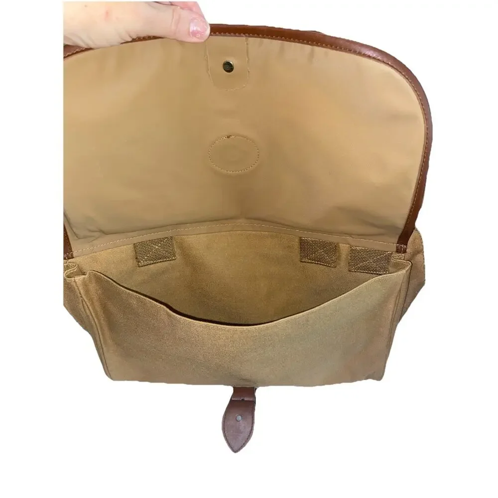 Vintage Polo Ralph Lauren Safari Traveler Canvas & Leather Messenger Bag Khaki *